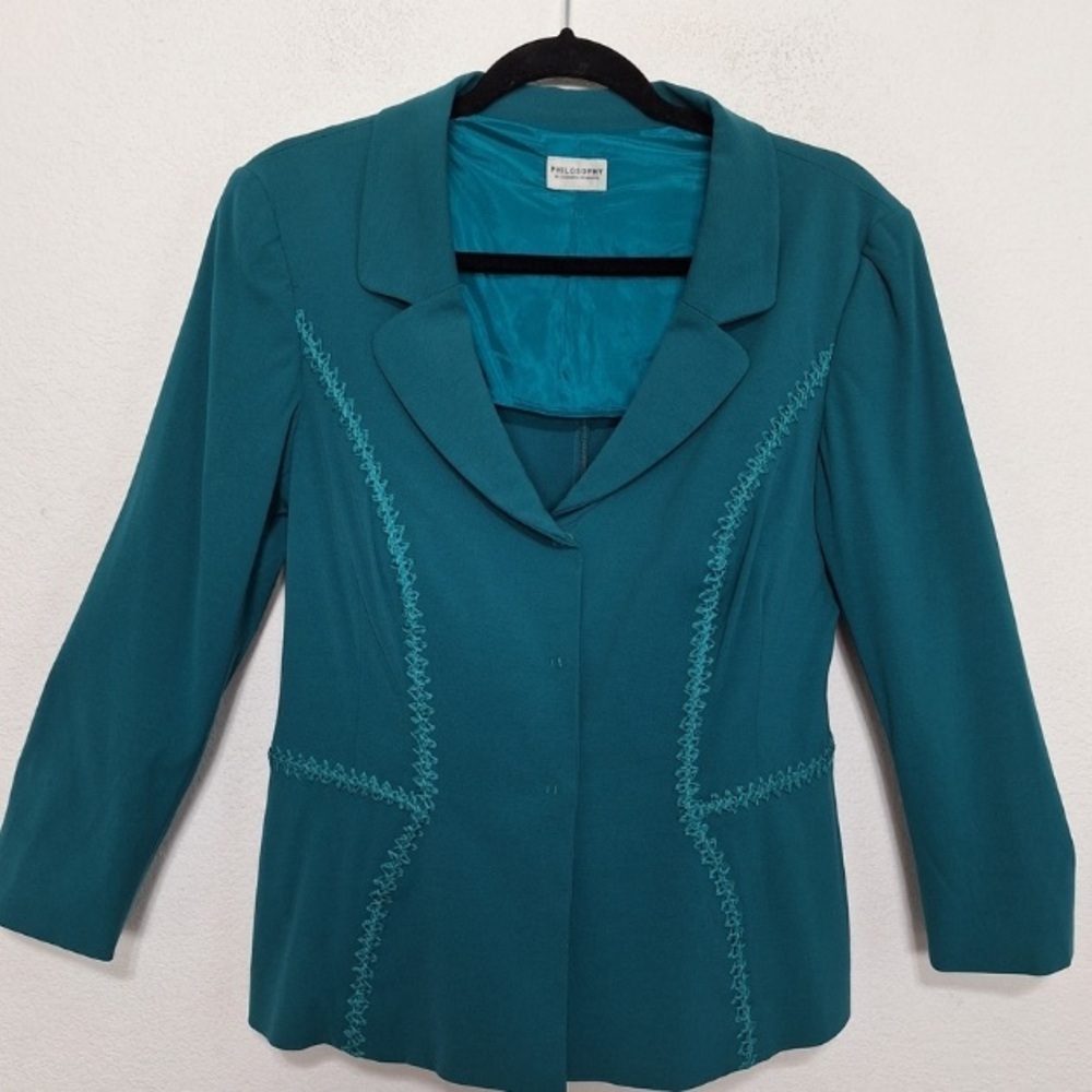 Philosophy di Alberta Ferretti "NEW" Blue Preppy Careerwear Jacket Size 46=Small